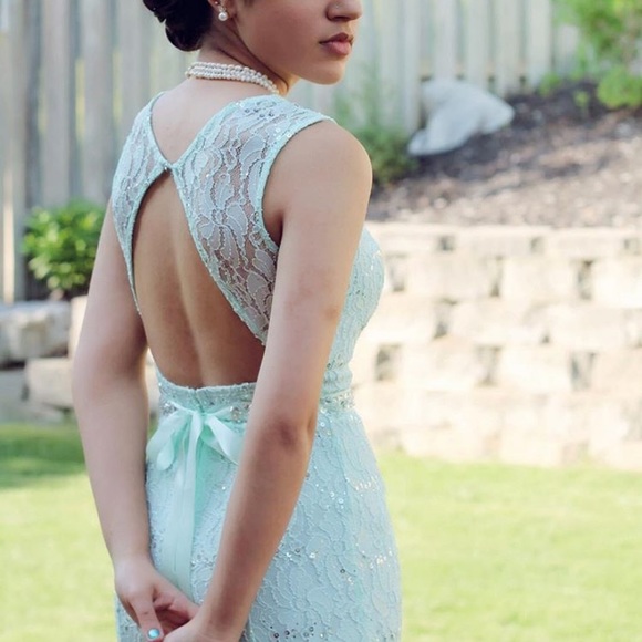 Stunning Light Teal Prom Dress - Picture 4 of 5